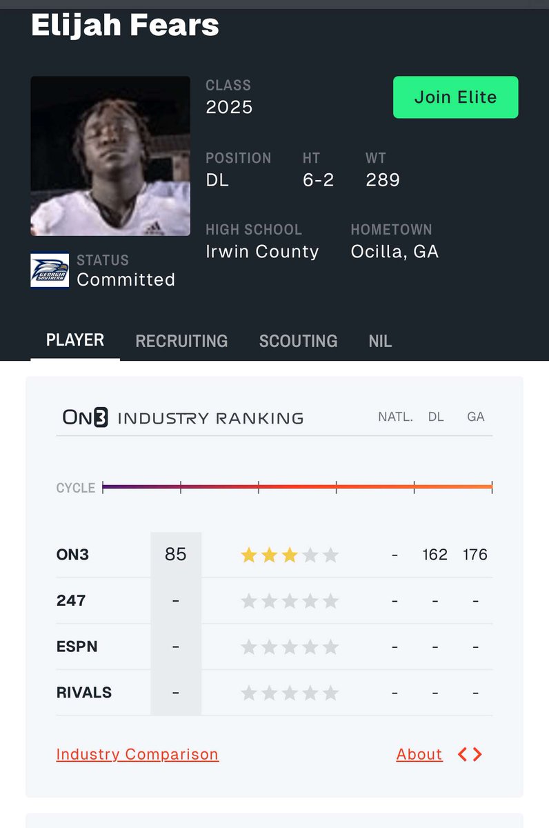 I am blessed to be ranked as a 3 star by <a href="/On3sports/">On3</a>