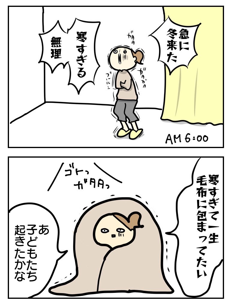 私と息子の体感温度が標高800メートルくらい違うのかもしれない
なんで半袖で布団から出てこれるのか本当に謎 