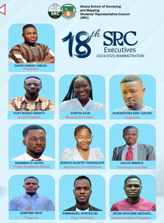ghschoolsurv's tweet photo. Introducing the newly elected executives of the 18th SRC Administration (2024/2025) for the Ghana School of Surveying and Mapping!

This dynamic team is committed to driving excellence, fostering unity, and championing the needs of all students. 💪 https://t.co/l2WcSiMeR3