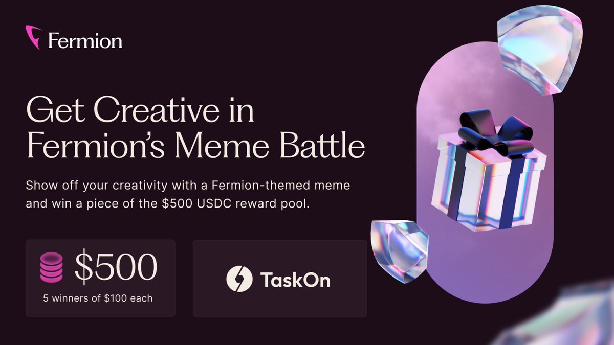✨ Don’t sleep on this!
<a href="/FermionProtocol/">Fermion Protocol</a> is bridging RWAs to blockchain with tokenization for art, real estate, and more.

💰 Their quests with $9,500 in rewards on TaskOn and Galxe end today.

🔗 TaskOn: taskon.xyz/fermion
🔗 Galxe: app.galxe.com/quest/5ipsEk7U…