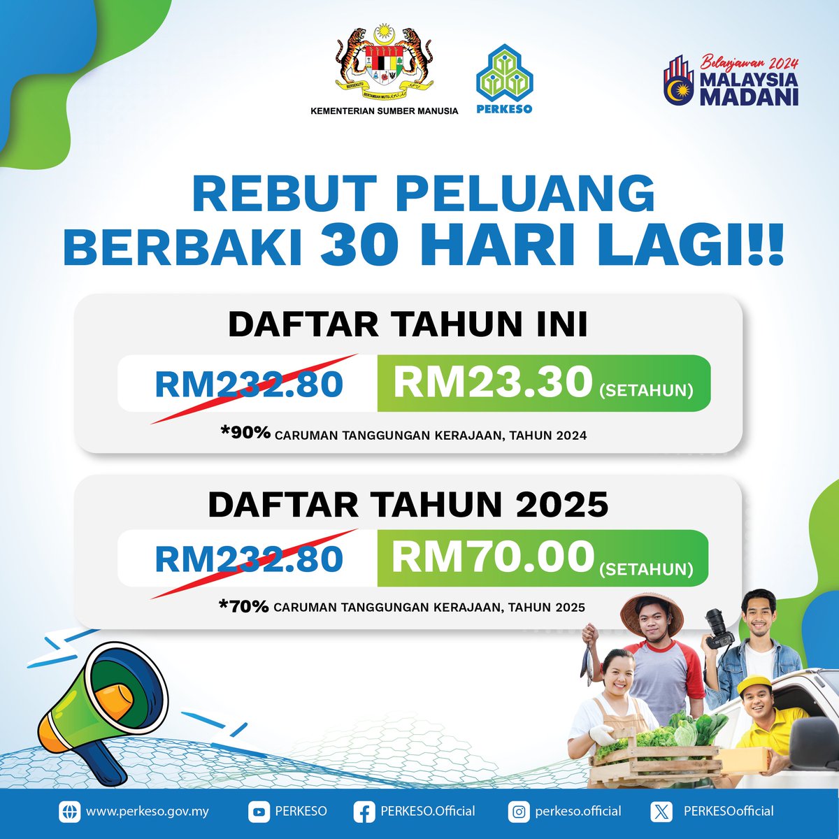 PERKESOofficial's tweet photo. REBUT PELUANG BERBAKI 30 HARI LAGI

Buat anda yang berkerja sendiri di bawah 20 sektor seperti di bawah, lindung diri dengan Skim Keselamatan Sosial Pekerjaan Sendiri (SKSPS).

Banyak tu perbezaannya!

Jadi apa tunggu lagi, daftar sekarang . Jangan cakap PERKESO tak payung!

PERKESO itu Prihatin, Prihatin itu PERKESO

#PERKESOPrihatin #PERKESOMembawaSenyuman #SKSPS #bekerjasendiri #gig #belanjawan2024 #belanjawan2025