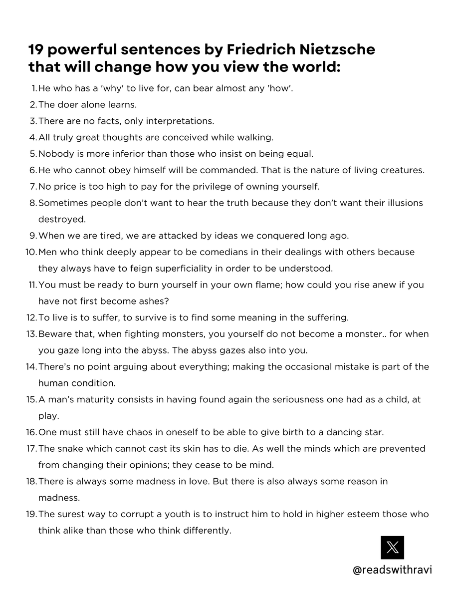 19 powerful sentences by Friedrich Nietzsche that will change how you view the world:
