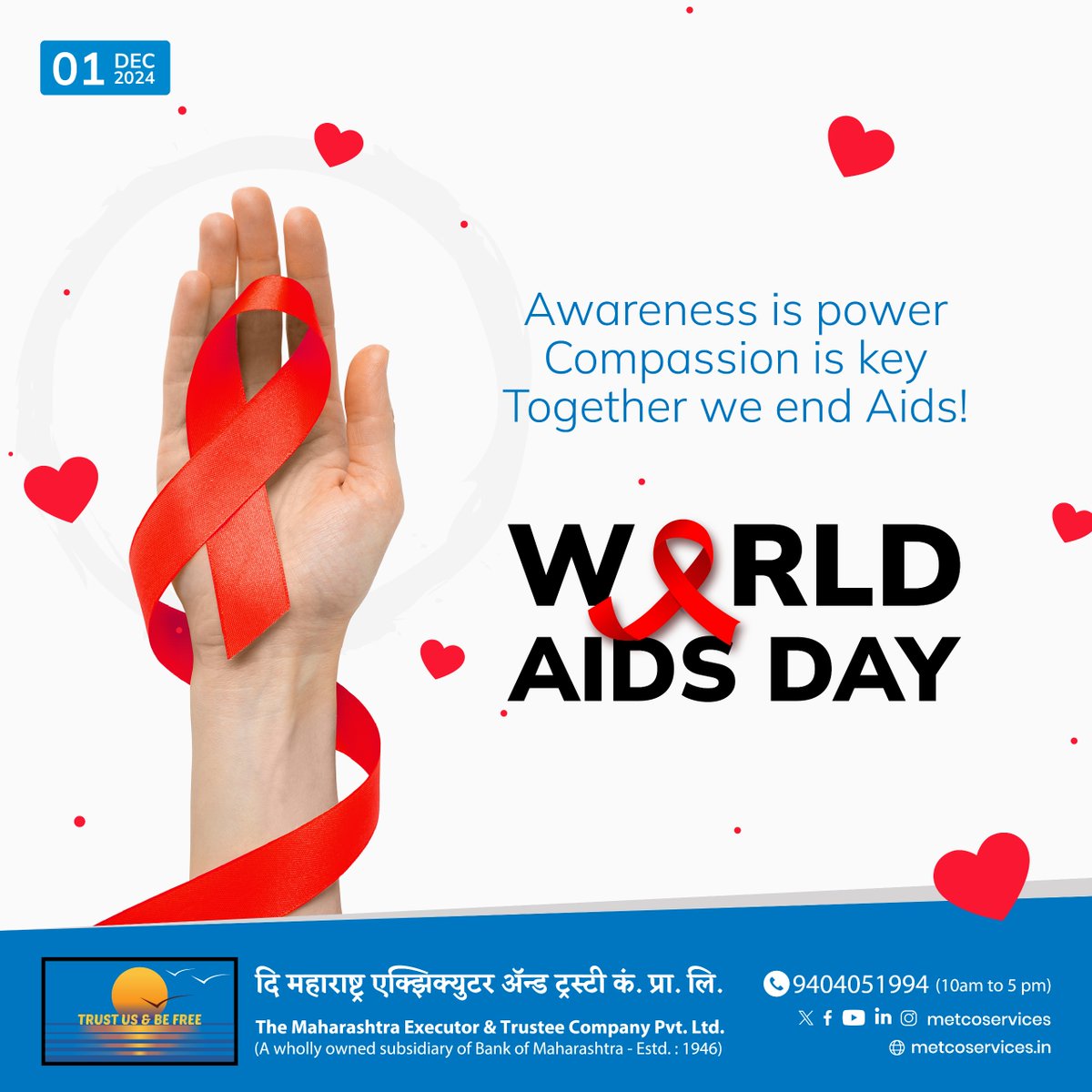 MetcoServices's tweet photo. Awareness is power Compassion is key Together we end Aids!
World Aids Day

#metco #worldaidsday #aidsday #aids https://t.co/yYkVsEeKni
