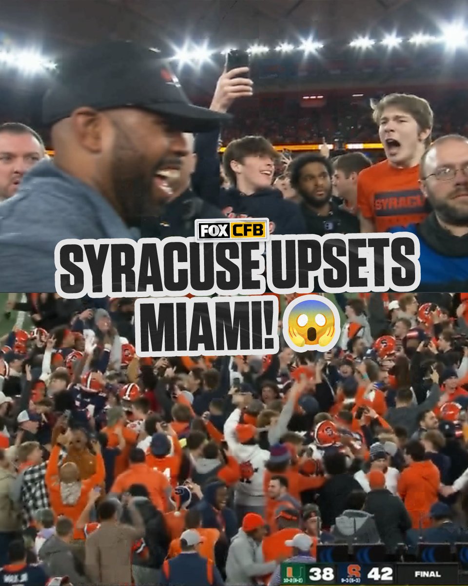 UPSET ALERT 🚨‼️

<a href="/CuseFootball/">Syracuse Football</a> TAKES DOWN NO. 6 MIAMI 🍊👀