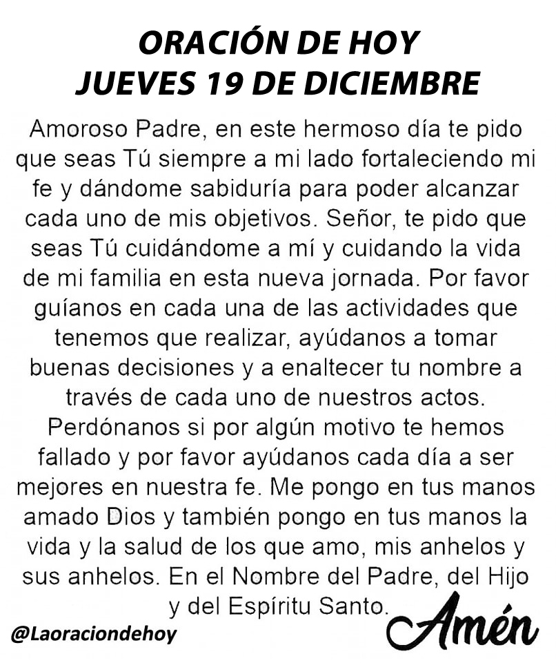 laoraciondehoy's tweet photo. Oración diaria para hoy jueves 19 de diciembre de 2024. https://t.co/1vfaqPRKLL