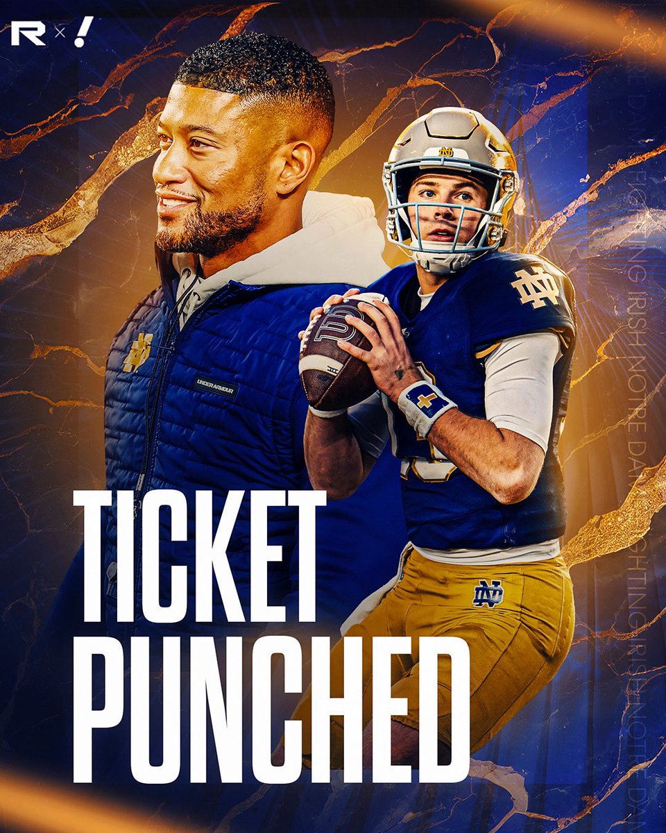 YahooSports's tweet photo. Notre Dame has secured a spot in the College Football Playoff 👏

Will the Fighting Irish win the National Championship? 🍀 https://t.co/gkizg7L1w4