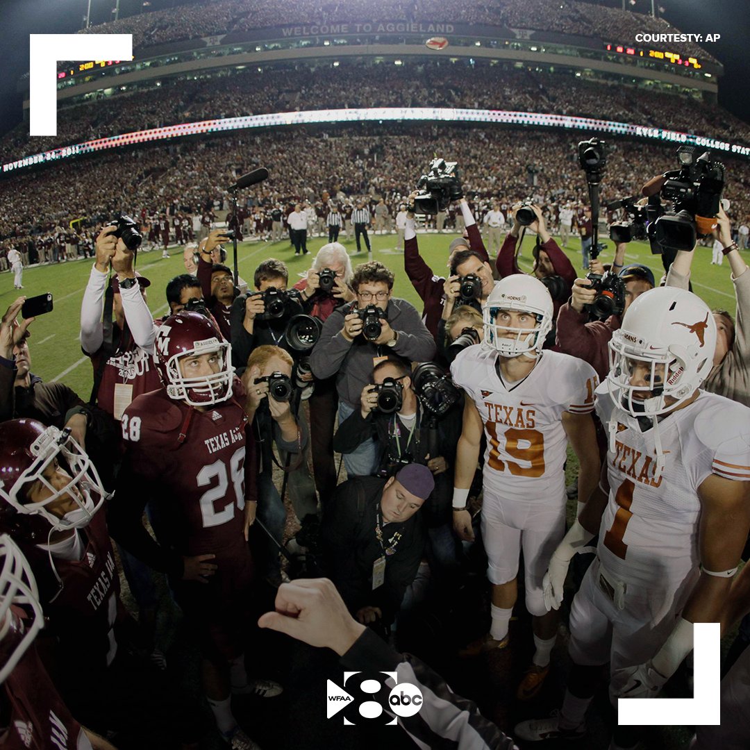 wfaa's tweet image. For the first time since 2011, the Texas Longhorns and Texas A&amp;amp;M Aggies are meeting on the gridiron in the Lone Star Showdown! Watch right now on WFAA. 

Read more: wfaa.com/article/sports…