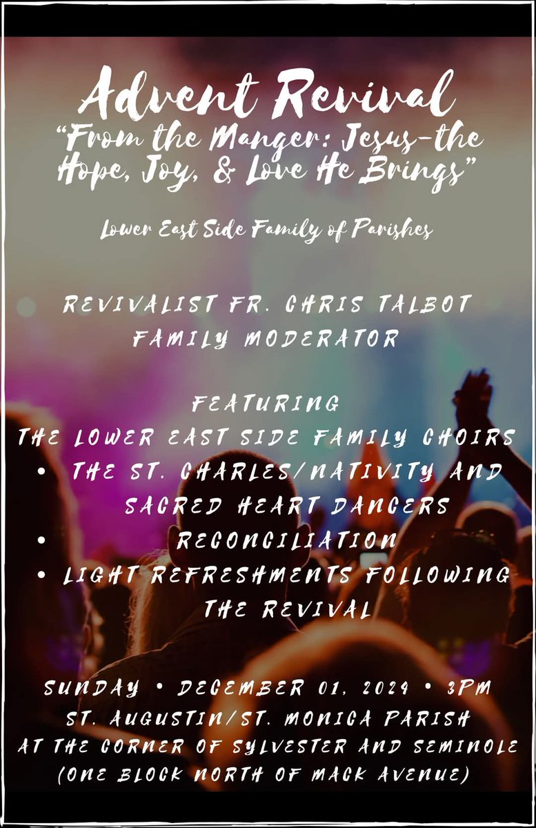 Advent Revival - this Sunday, December 1. Details: