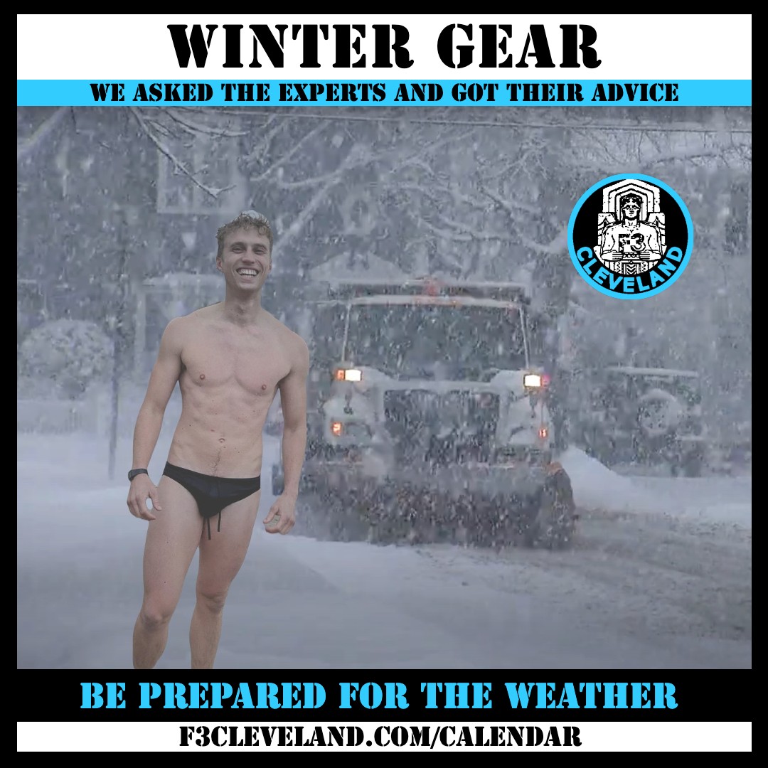 This month's newsletter is hitting inboxes.  Be prepared for the weather!  #f3clevland is the greatest region.