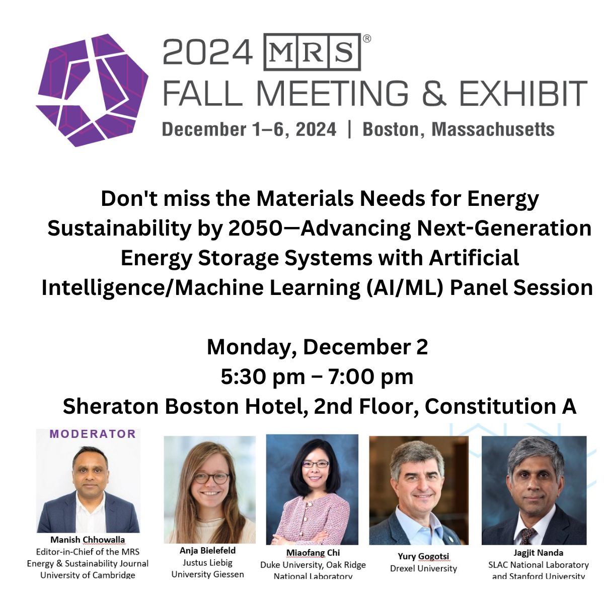 YGogotsi's tweet photo. How can AI/ML shape the future of energy storage? Attend #F24MRS Materials Needs for Energy Sustainability by 2050 panel discussion. SAVE YOUR SEAT 👉https://t.co/nkGu2K3yg6
I'll be in Boston from Sunday evening through Wednesday. See you at #F24MRS! https://t.co/AKVQv3w84A