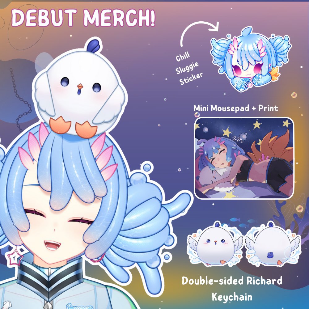 Wowie zowie! 

Ever wanted slug merch? Well it’s the perfect time 

Take your slug on the go or use her as a mousepad! The possibilities are endless~!