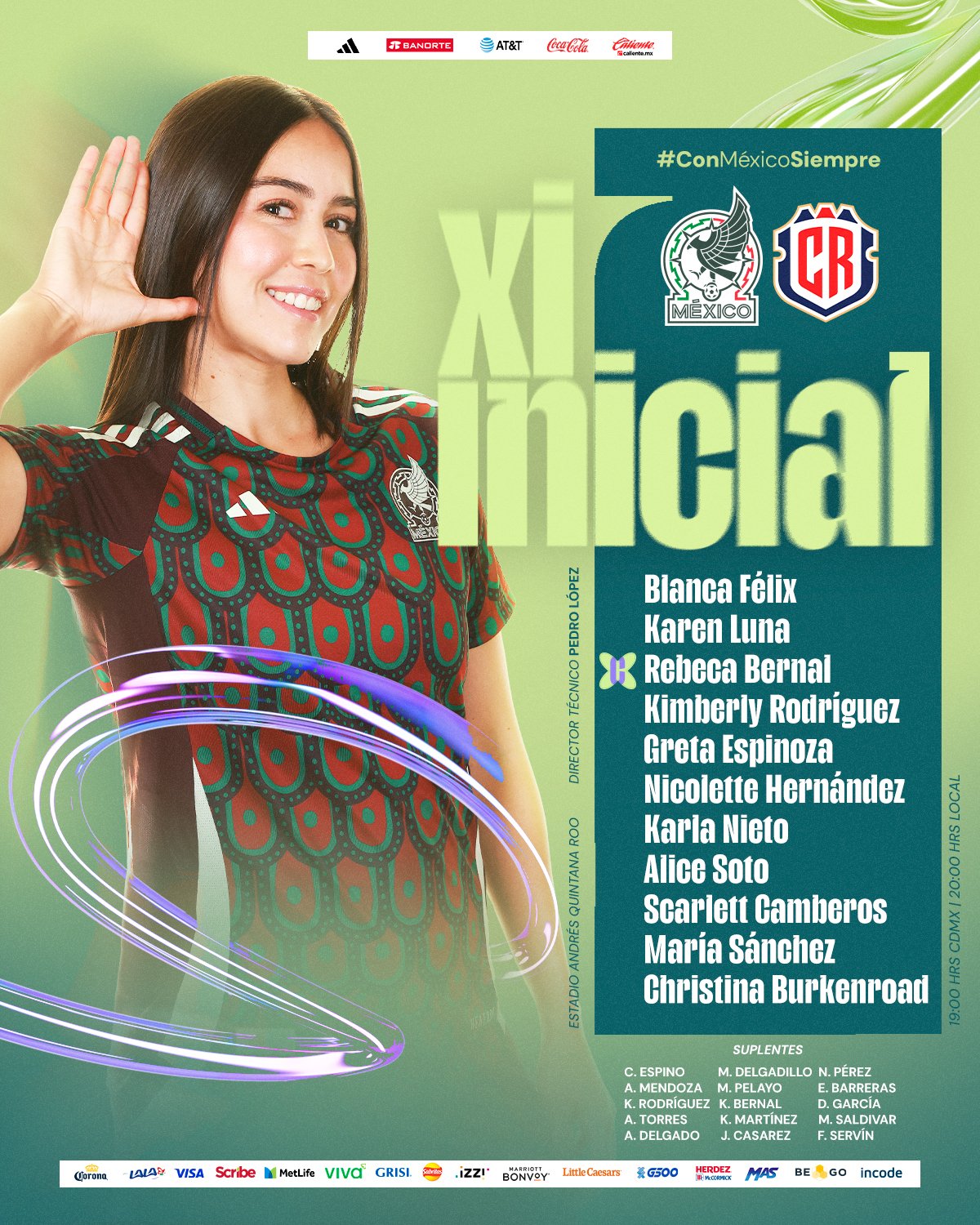 Alineaciones de México Femenil vs. Costa Rica Femenil