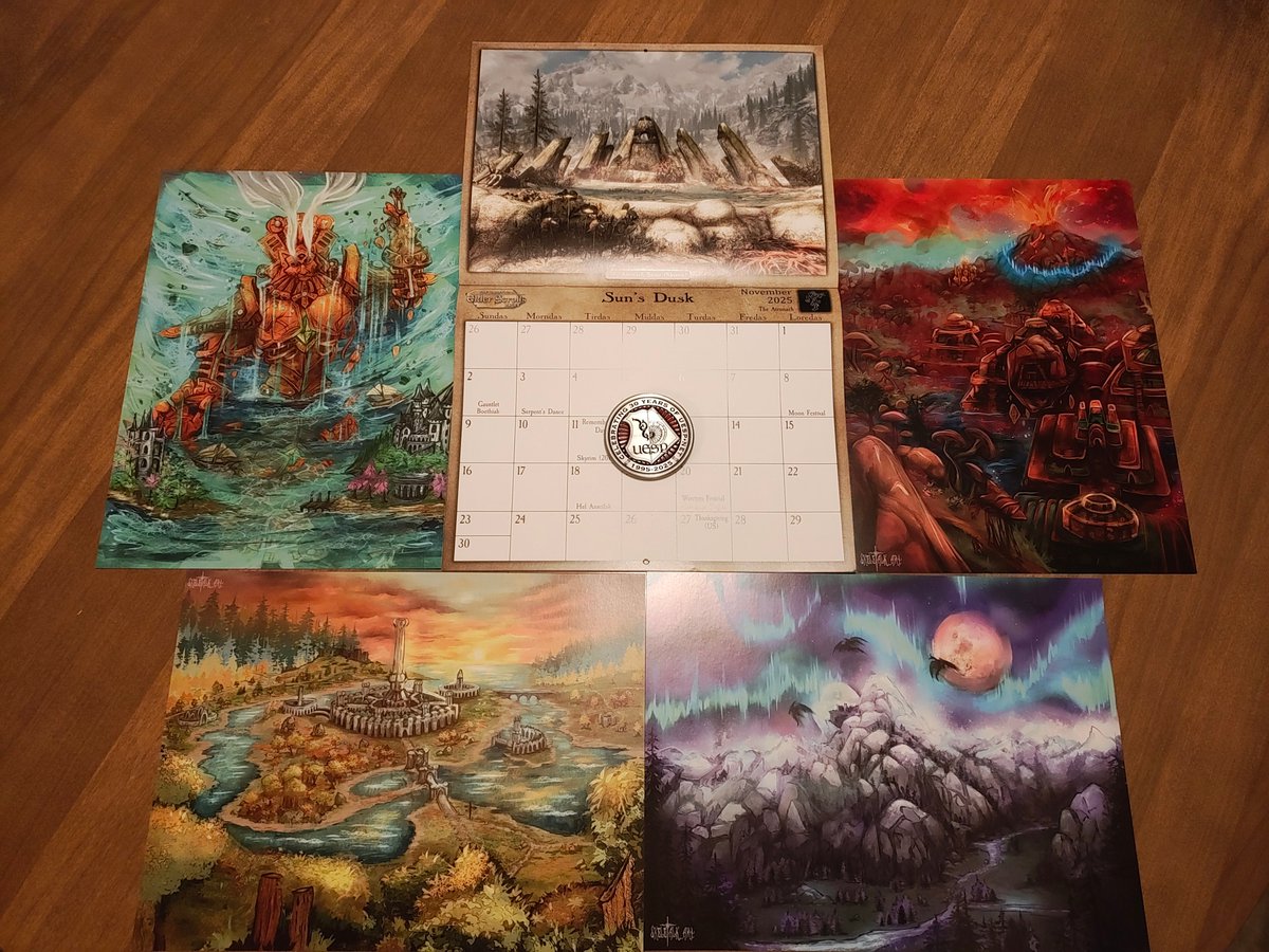 UESP_net's tweet image. We have some things to giveaway! If you'd like a chance to receive our new 30th Anniversary Coins, our 2025 calendar, and these posters, just repost and reply here. We'll choose a winner in four hours.
