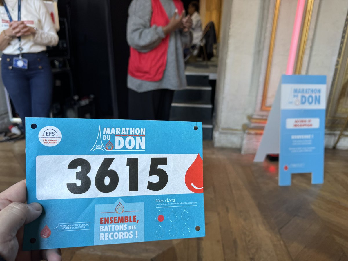 Le record européen de ce marathon du don de sang est en bonne voie d’être battu. Il reste encore un jour et on en est déjà à 3/4 réalisés.
Même sans lieu extraordinaire &amp; sans streamer, si vous le pouvez, donnez votre sang ou votre plasma !🩸🅰️🅱️🅾️🆎

(Joli numéro de dossard…🤣)