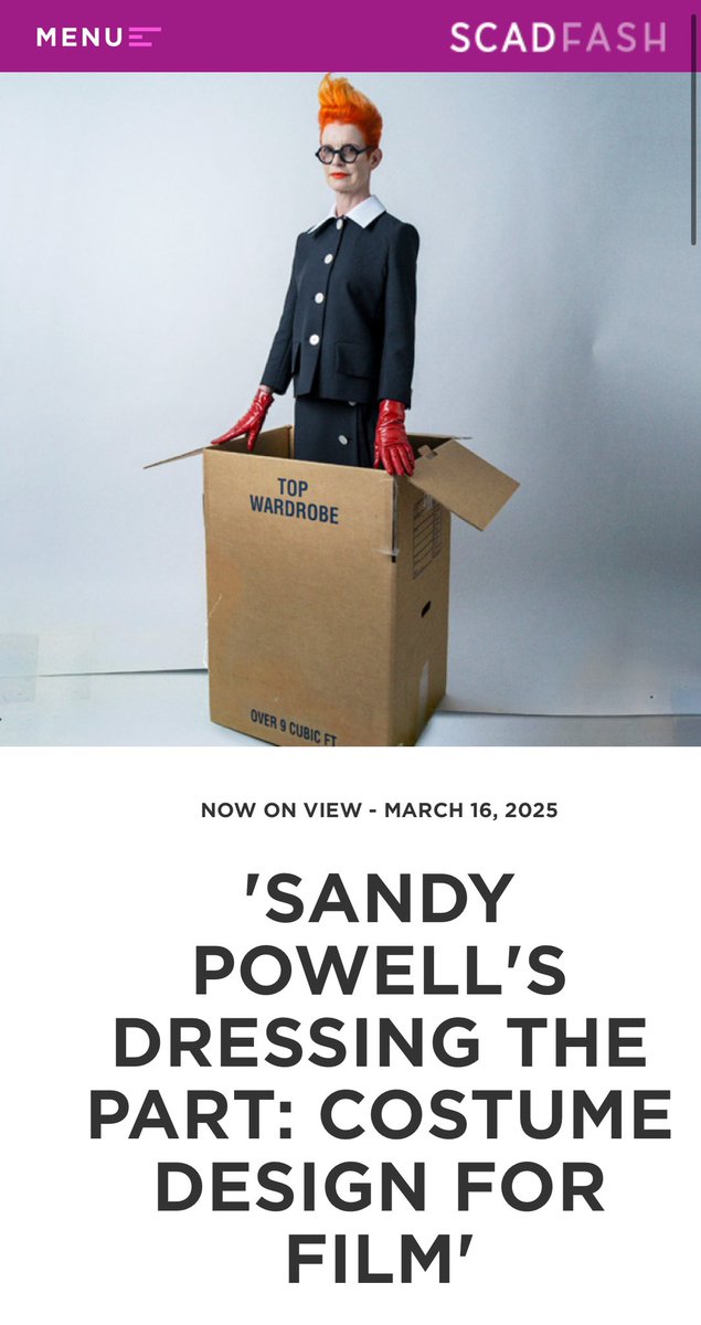 MaxWrightSCAD's tweet image. I highly encourage anyone who loves fashion and film to visit the latest exhibit at @SCADFASH! Sandy Powell is an excellent costume designer who has worked on some of the best films in the past 40 years. The exhibit is here until March 16th, 2025. #SCADFash #sandypowell #SCAD
