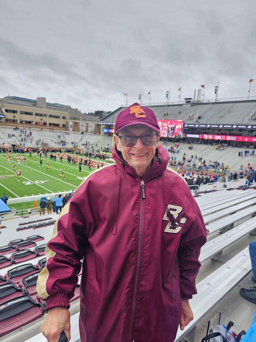 TrevorHass's tweet image. Ron Saloman has attended 400 of a possible 402 @BCFootball home games since Alumni Stadium opened in 1957.

Saloman, 91, has persevered through a quadruple bypass, prostate cancer and more.

“He’s something else. Has been for a long time.” bostonglobe.com/2024/11/30/spo… @BGlobeSports