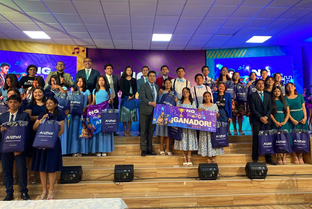 AdventistasUPN's tweet photo. ¡Qué momento emocionante! 😍🎉
El conjunto de la @Adventist_minop 🎶🙌 ganó el primer lugar en Worship Music. Cada integrante recibirá un instrumento como premio, un incentivo para seguir sirviendo a Dios con sus dones.✨ #NGMatch ¡Gloria a Dios por esta generación misionera! 💜 https://t.co/RqkMBIhUx3