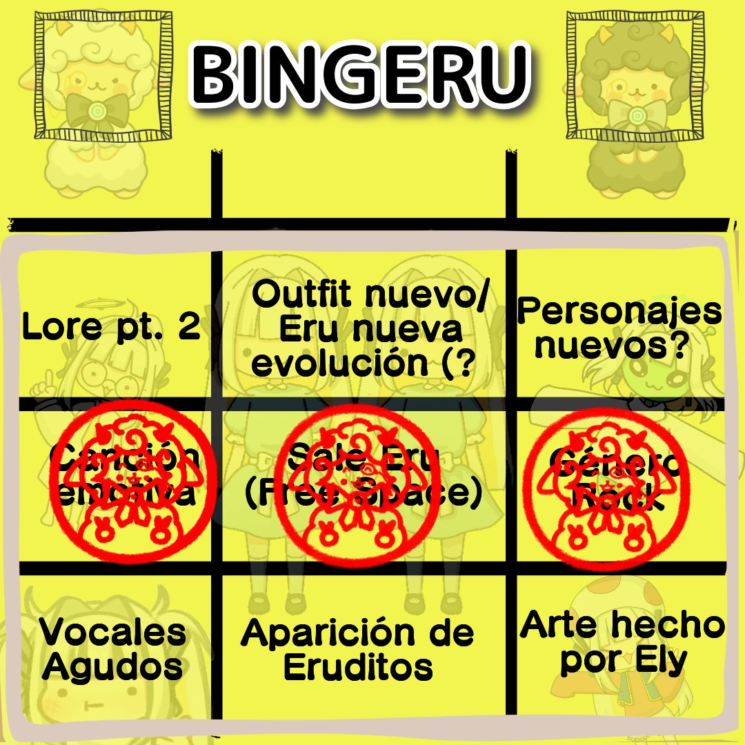 zegen69's tweet photo. Así quedó mi bingeru kajwbdudbdjw
BINGO!!!! (???
#EruNabura #EruChapterTwo #ChapterTwo #EruFirstSong https://t.co/03xHPduSLK