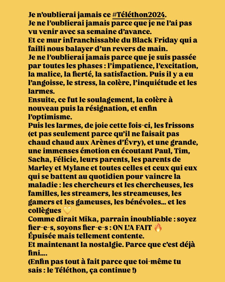 Je n’oublierai jamais ce #Téléthon2024