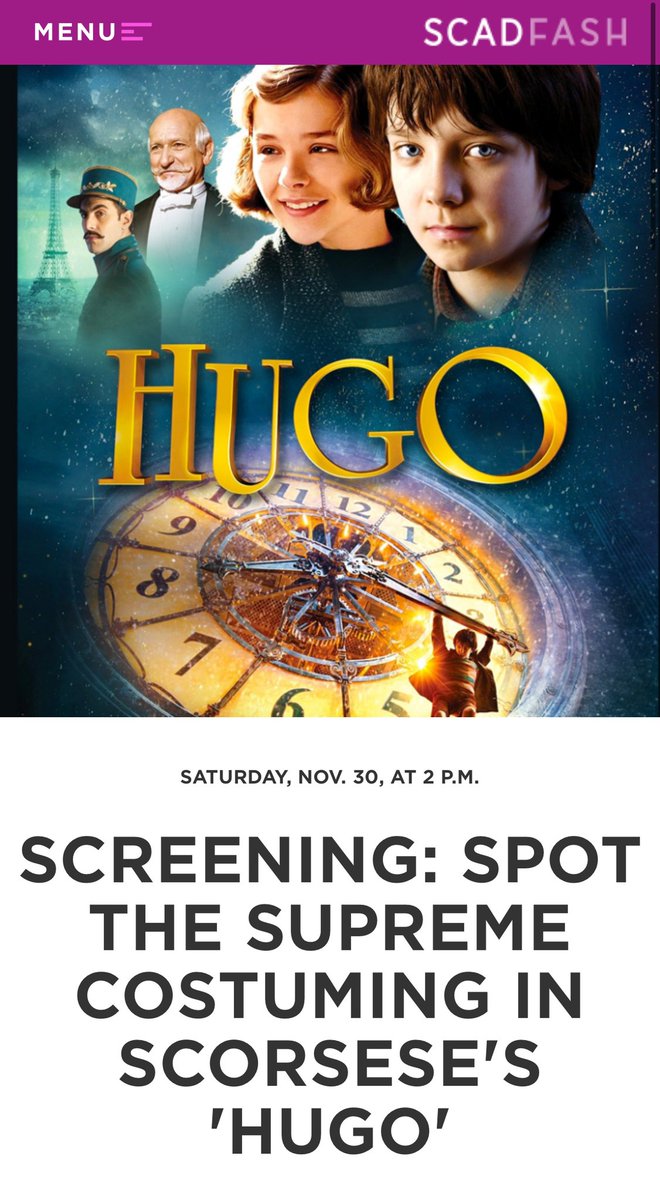 MaxWrightSCAD's tweet image. I highly encourage Martin Scorsese fans to visit the Sandy Powell exhibit at @SCADFASH. You can see costumes from several Martin Scorsese films. I also attended a screening of Hugo, a wonderful film about the origins of cinema. #scadfash #sandypowell #martinscorsese