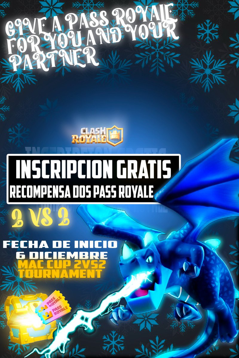 MAC CUP!
Inscripciones abiertas!
Torneo 2vs2 en Clash Royale

Requisitos para inscribirse:
❤ Dar like al post
♻️ RT
🗣 Comentar a tu dúo 

Listos para ganar ese pase? 😎

#ClashRoyale #2vs2 #TorneoCR