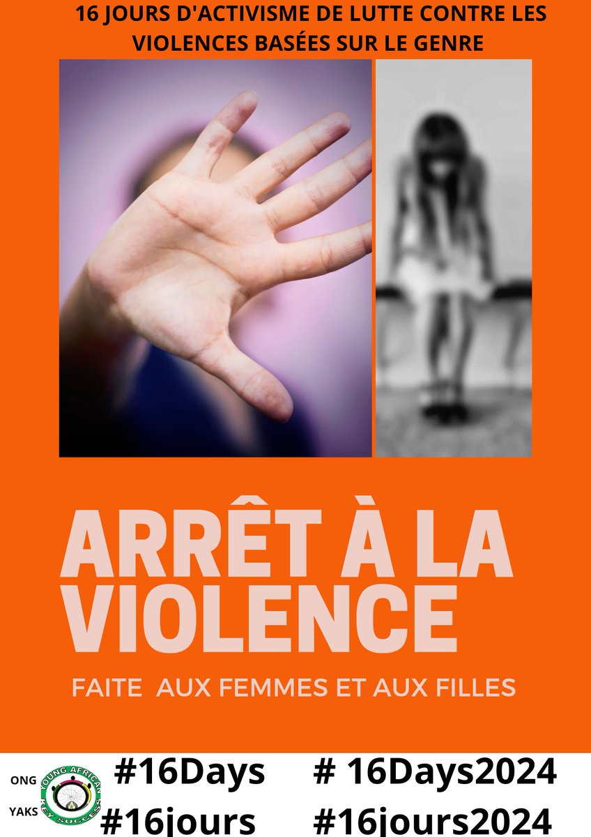OngYaks's tweet photo. Du 25 Novembre au 10 Décembre luttons activement contre les VBG 
#16DaysOfActivism #16Days #16DaysOfActivism2024 #16Days #16joursdactivisme #16jours #Violence  #VBG https://t.co/e9GLmUveIi