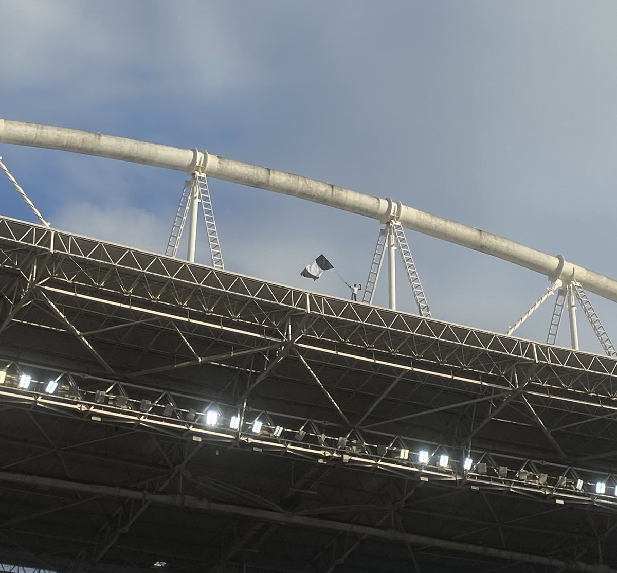ninguém vai falar do malandro que apareceu no TETO do nilton santos no momento do apito inicial?