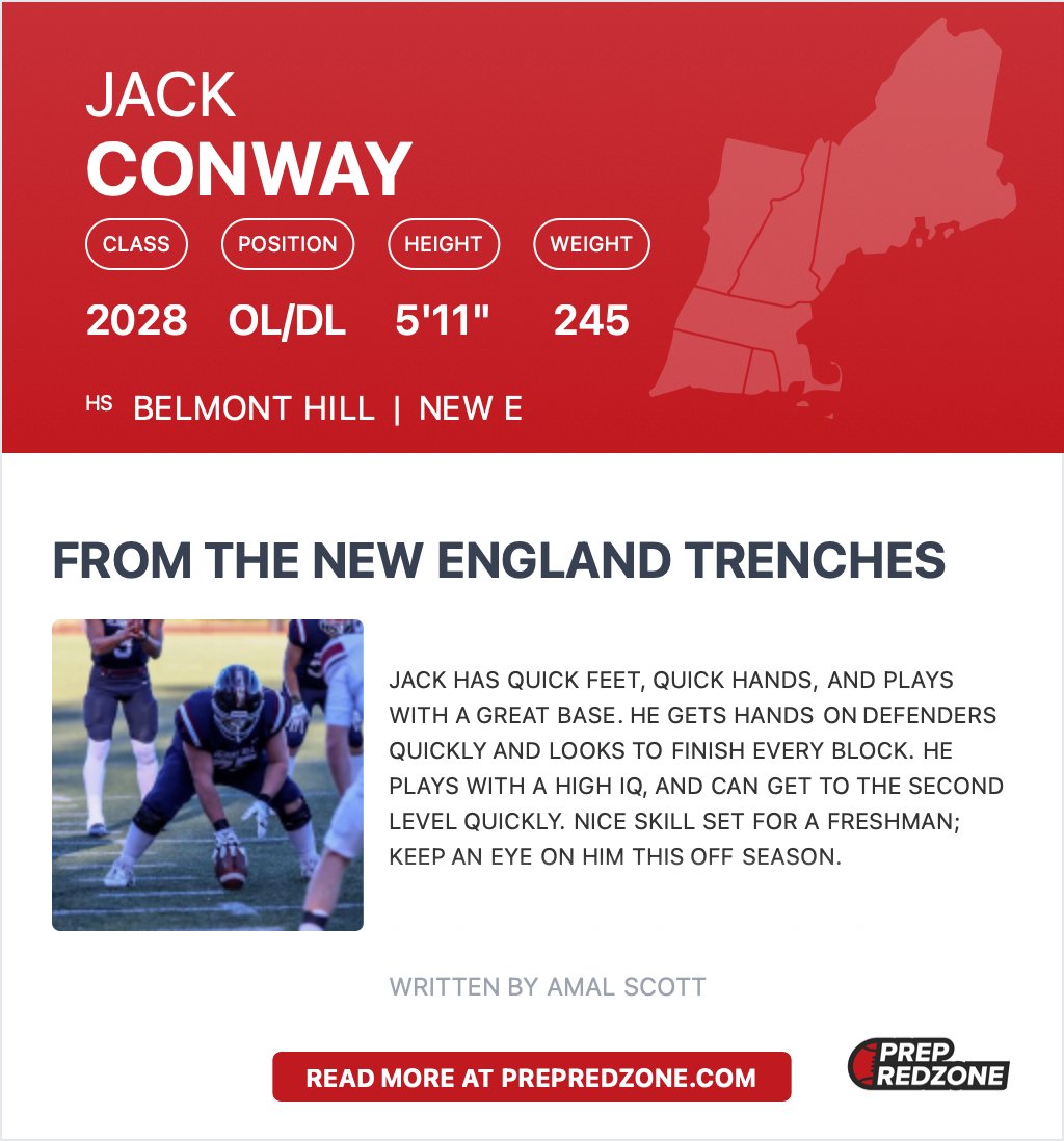 Thank you <a href="/coach_Big_Homie/">Amal Scott</a> for the writeup. Great freshman season @belmonthillFB. Looking forward to putting in the work in the offseason and coming back stronger.  @prznewengland @scoutingne  <a href="/AlexAgrellaRB/">Alex Agrella</a> <a href="/NE6_FBrecruits/">𝘵𝘩𝘦𝐒𝐈𝐗🏈</a>  <a href="/CoachFucillo/">Anthony Fucillo</a>