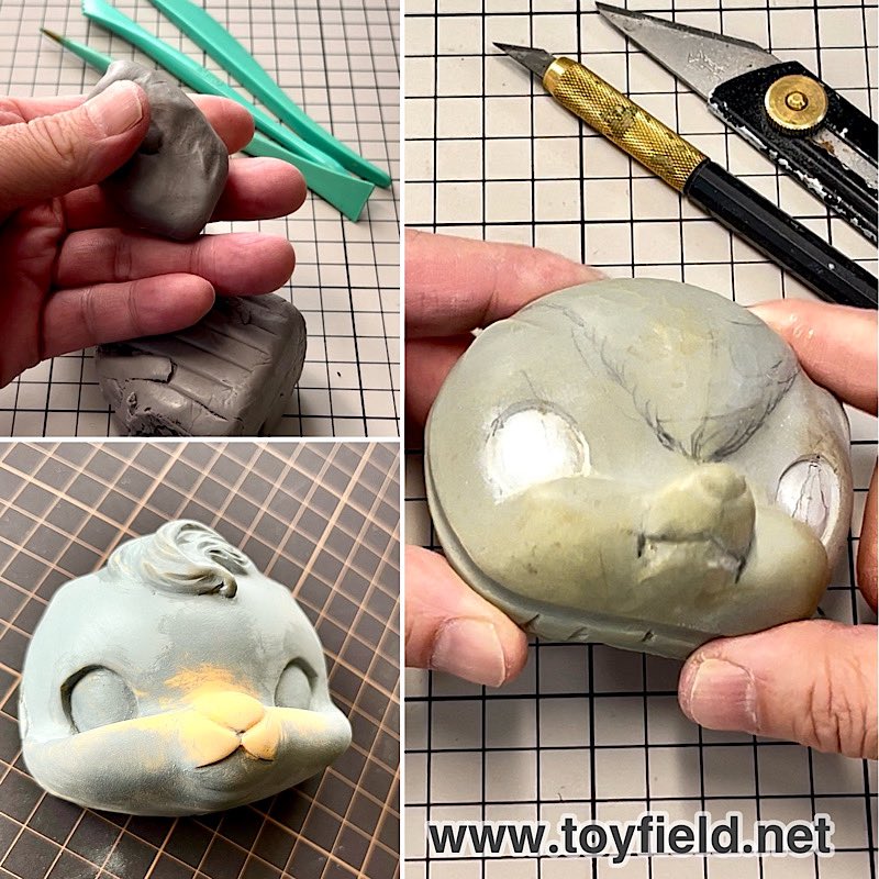 ToysField's tweet photo. 原型製作過程のPhoto。樹脂粘土→レジンに置き換え、彫刻して造形。
#toyfield https://t.co/kdwcwSAyGK