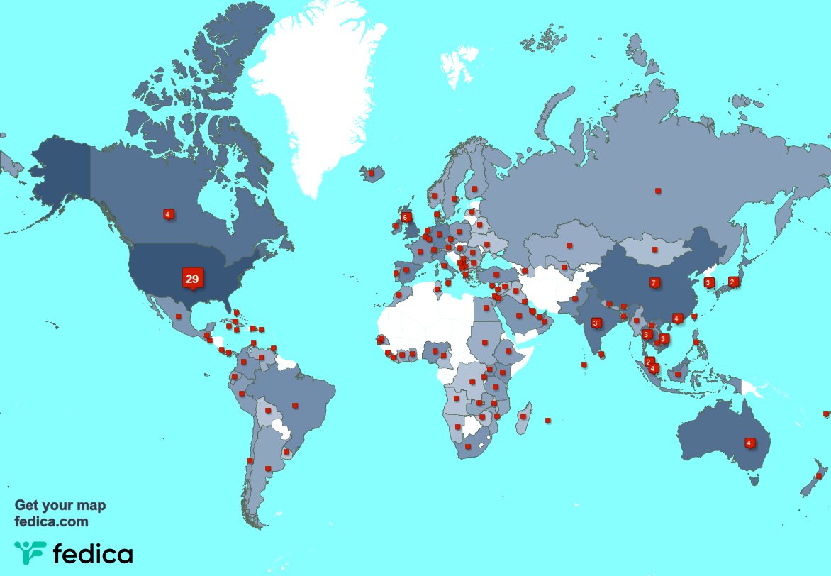 Special thank you to my 5 new followers from Malaysia, and more last week. fedica.com/!cecigomez_g