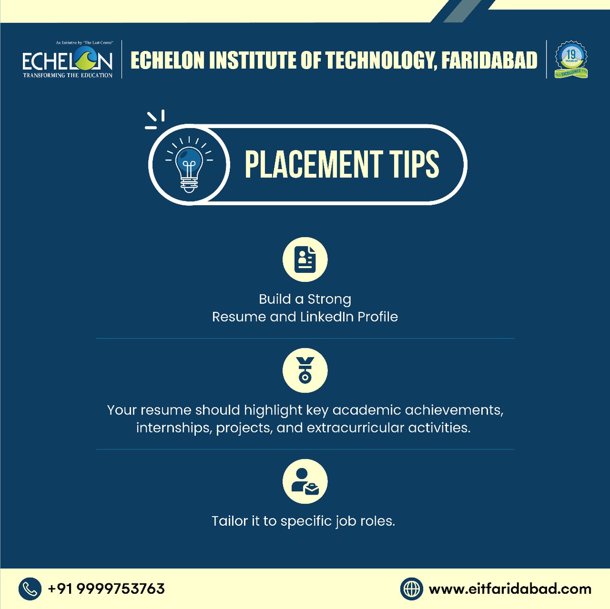 echeloncollege's tweet image. 🚀 Placement Tips for Students: Unlock Your Career Potential! 🎯

The road to a successful career starts with securing the right job, and your placement is a crucial step toward achieving your professional dreams.

#PlacementTips #CareerSuccess #JobReady #SkillsForSuccess