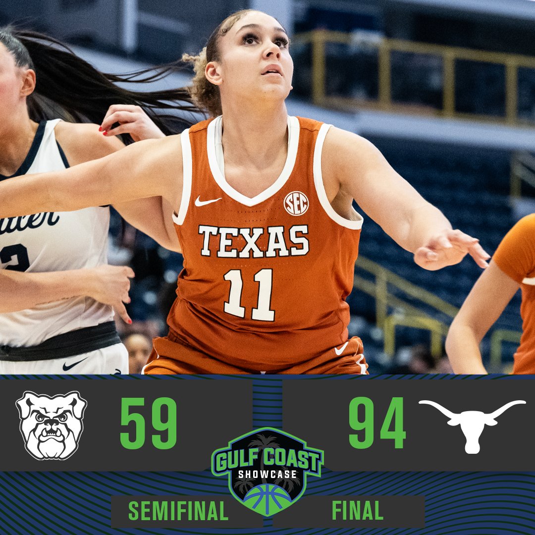 Gulf Coast Showcase (@gcshowcase) on Twitter photo FINAL | SEMIFINALS
No. 5/4 <a href="/TexasWBB/">Texas Women's Basketball</a> advances to face No. 12/10 <a href="/WVUWBB/">WVU Women's Basketball</a> in Sunday's championship game of the #gcshowcase. FINAL | SEMIFINALS
No. 5/4 <a href="/TexasWBB/">Texas Women's Basketball</a> advances to face No. 12/10 <a href="/WVUWBB/">WVU Women's Basketball</a> in Sunday's championship game of the #gcshowcase.