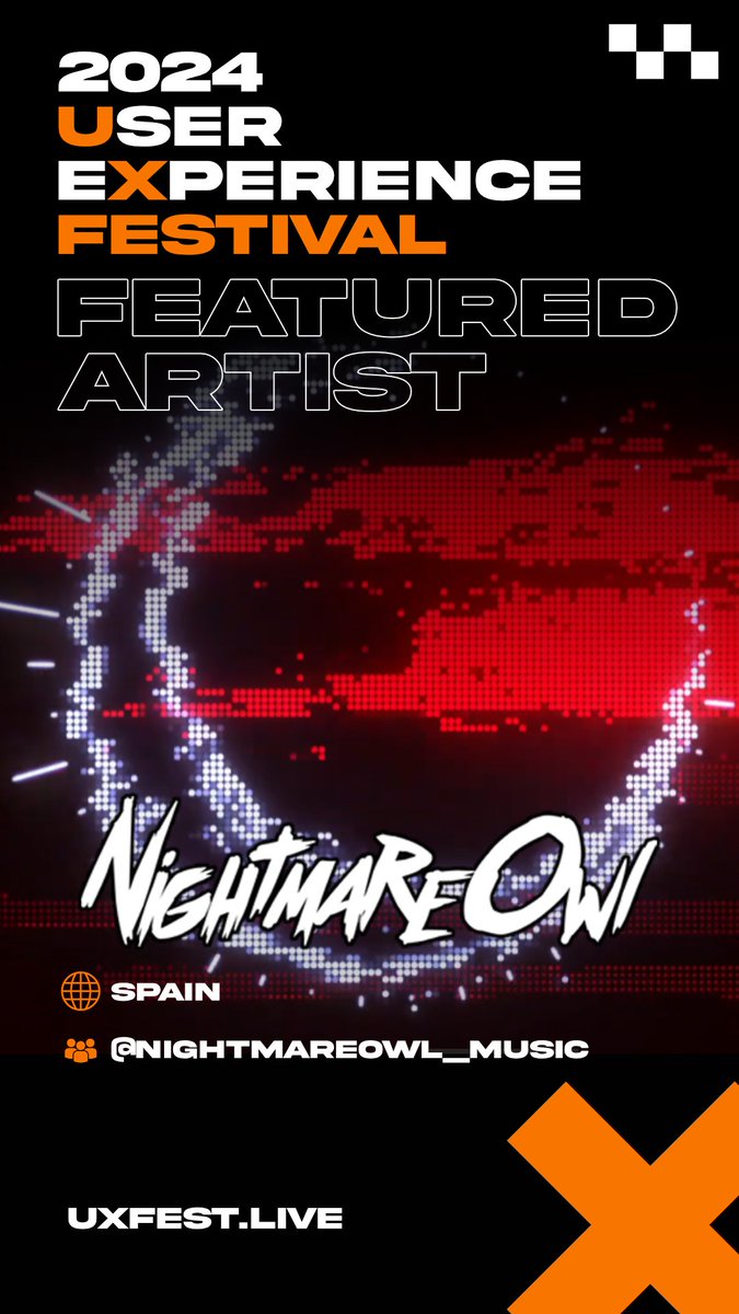 U S E R // E X P E R I E N C E (@userxmedia) on Twitter photo Returning artist, and one of our personal favorites, NightmareOwl is an electronic music producer from Spain, in love with the 80s and the musical genres related to that era.
His sound is a mix of vibes: Retrofuturistic, Dystopian, Dark, Melancholic/Nostalgic, Cinematic.
#uxfest Returning artist, and one of our personal favorites, NightmareOwl is an electronic music producer from Spain, in love with the 80s and the musical genres related to that era.
His sound is a mix of vibes: Retrofuturistic, Dystopian, Dark, Melancholic/Nostalgic, Cinematic.
#uxfest