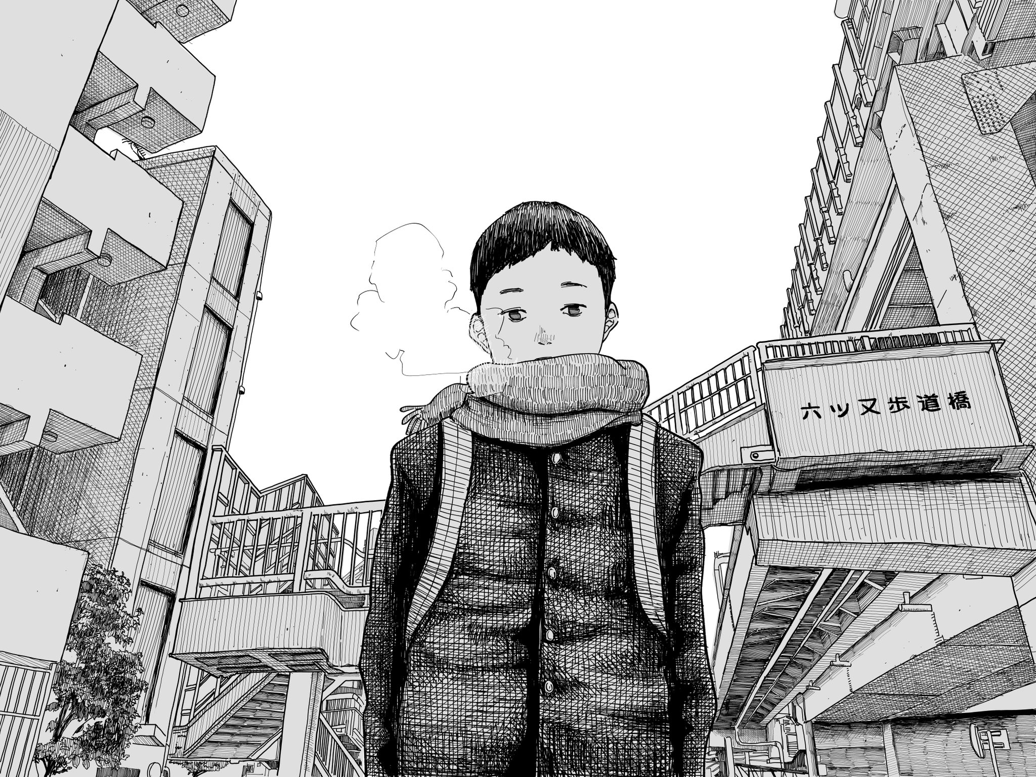 A street kid 鉛筆画