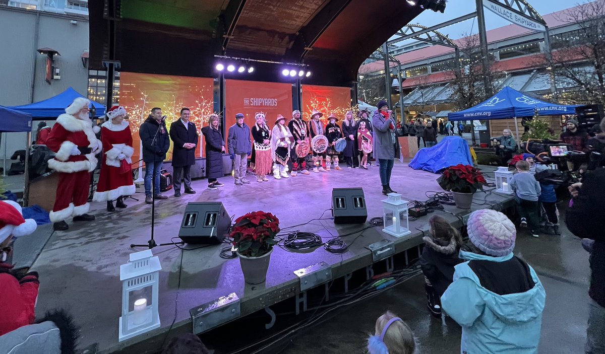 We had a beautiful evening at the Shipyards for the “Spirit of the Season Festival” Lots of family fun activities -🎄lighting, Christmas holiday market in cute cedar homes &amp; Photos with Santa 🎅🏻 &amp; Mrs Claus 🤶 It was lovely to see CNV Mayor, Councillors, Staff and <a href="/NVCFD/">North Vancouver City Fire Dept</a> 🧑‍🚒 🚒