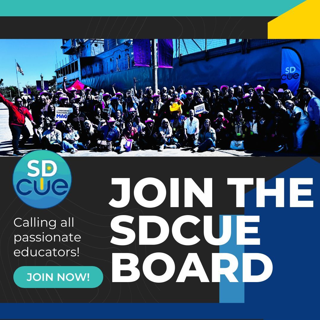 San Diego CUE (@sandiego_cue) on Twitter photo 📢 Calling all passionate educators! 📢
SDCUE is opening up opportunities to join our board, where you’ll connect with an inspiring community of educators who are reimagining what's possible in education. Ready to make an impact? 
bit.ly/sdcueboard2024 📢 Calling all passionate educators! 📢
SDCUE is opening up opportunities to join our board, where you’ll connect with an inspiring community of educators who are reimagining what's possible in education. Ready to make an impact? 
bit.ly/sdcueboard2024