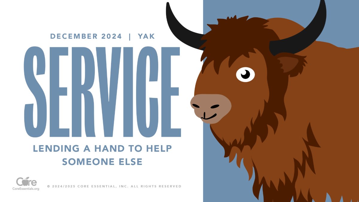 Our Big Idea this December is #Service.
Service is about lending a hand to help someone else, whether they’re a friend, a neighbor, or a stranger. It’s the small acts of kindness that make a big difference in someone’s day.

#service
#CoreEssentials
#CEVaules