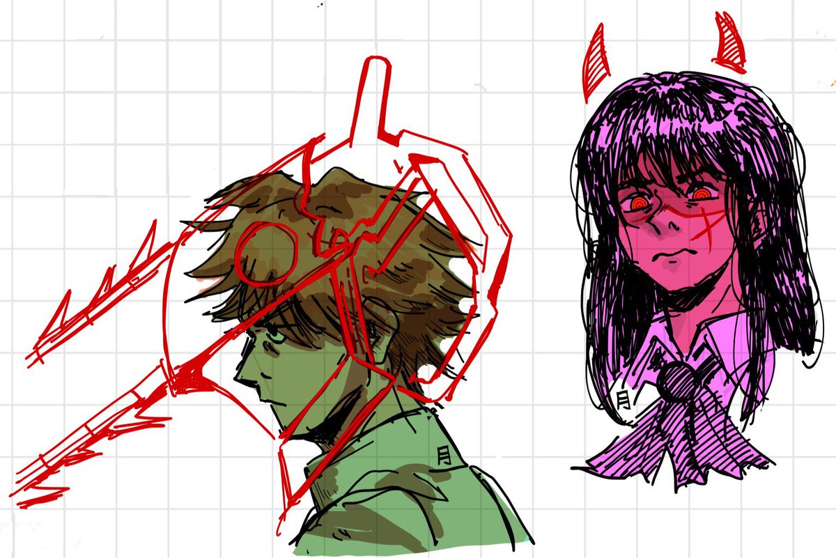 tsukirobin's tweet image. some old sketches #chainsawman