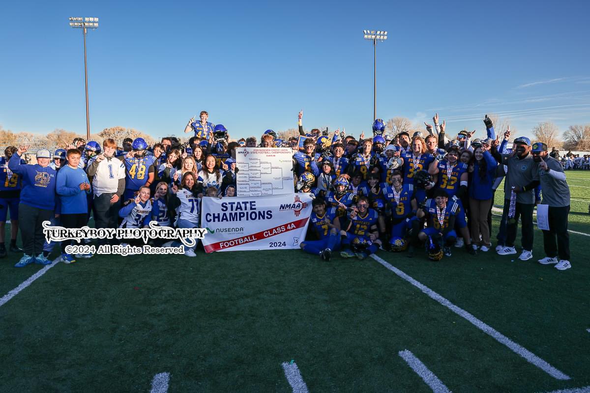 CONGRATULATIONS Bloomfield Bobcats--2024 NM State 4A Football Undefeated Champions! Regular Season 9-0, Overall 12-0.
