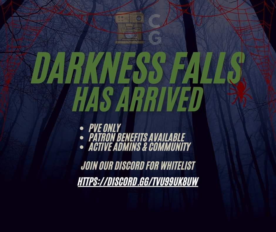 Cafe_Gaming2023's tweet photo. Our #Darknessfalls server is live! We are running whitelist only at this time, so connect with us on discord to join!
https://t.co/K2kSH9Juj3 

#7daystodie #GamingCommunity #pcgaming https://t.co/bVvnfk5PVD