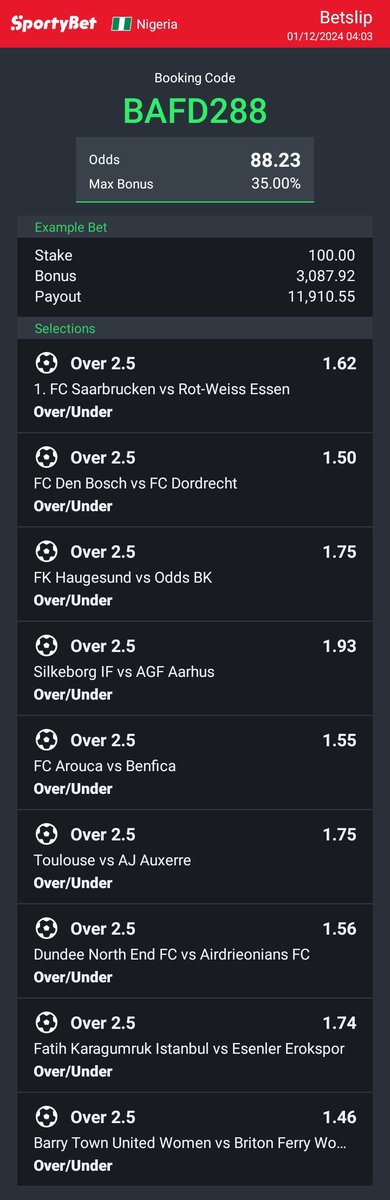 Hey check out the bet I just placed on Sportybet! sportybet.com/ng/?shareCode=…