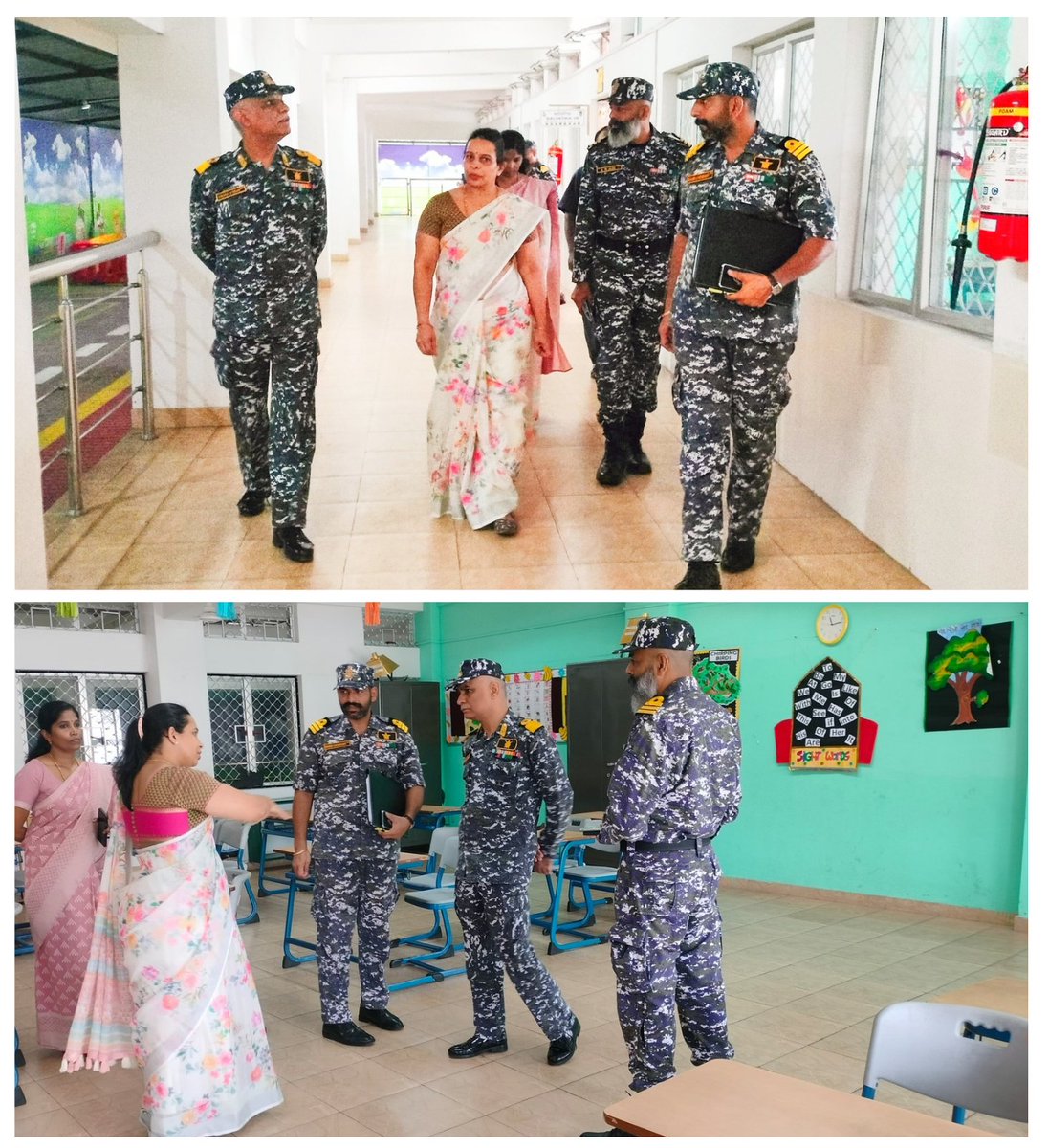 IN_NESNavy's tweet photo. Cmde SM Urooj Athar, Cmde(Naval Edn) and Vice Chairperson #NES conducted a review of #NavalSchools at @AN_Command. He commended the School Managements and staff of @IN_NCSPortBlair and #NKGs #VijayBaugh &amp; #MinnieBay for their unwavering dedication to delivering #QualityEducation. https://t.co/G3n8hun4Ci