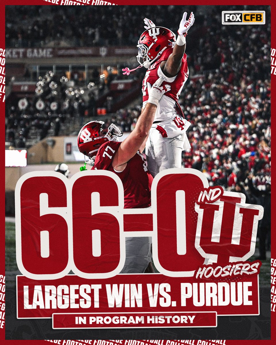 FOX College Football (@cfbonfox) on Twitter photo INDIANA SHUTS OUT PURDUE 😳🔥
Their 66-0 victory is the largest win over the Boilermakers in <a href="/IndianaFootball/">Indiana Football</a> history! INDIANA SHUTS OUT PURDUE 😳🔥
Their 66-0 victory is the largest win over the Boilermakers in <a href="/IndianaFootball/">Indiana Football</a> history!