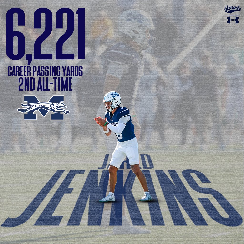 SCHOOL RECORD SUNDAY: This Sunday we are celebrating the three student-athletes who earned school records in the past week, concluding with Jared Jenkins. Jared set six school records and moved into second all-time in career passing yards with 6,221!   #HoundEm <a href="/MoravianFB/">Moravian Football</a>