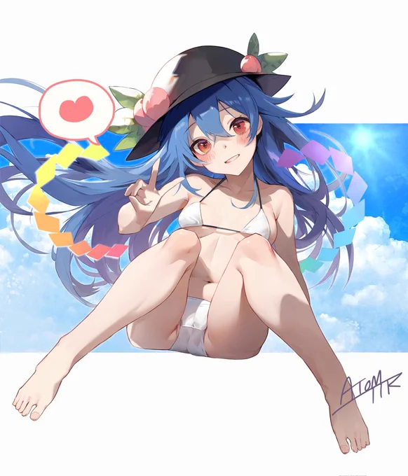 今日は天気が良いのでサマーな天子ちゃんを添えておきますね#東方Project 