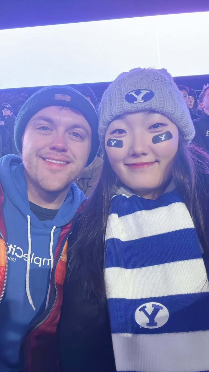 She took a moment in between commercial break and checking the KSU v ISU game for a selfie #BYUFootball