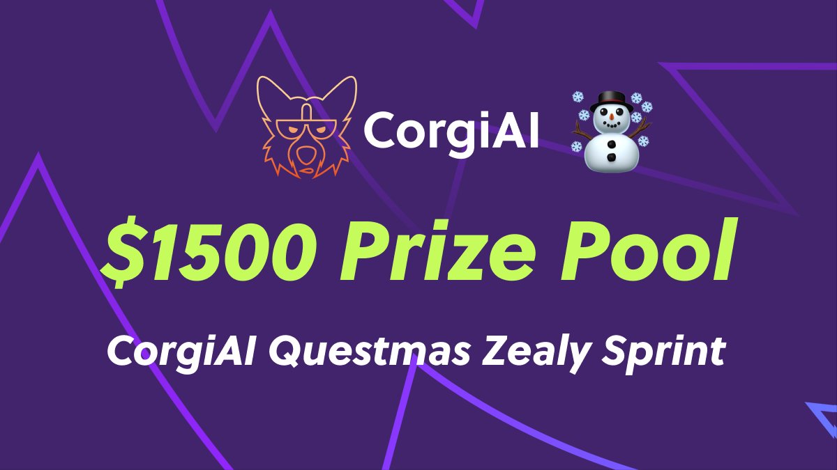 Hey #Woofgang! Our CorgiAI Questmas Zealy Sprint is LIVE now 🎊

🤑 $1500 prize pool in $CORGIAI
🗓️ From Dec 1 to 17 Jan at 9 AM UTC
✅ Complete quests to earn XP
🔥 Rewards for top 69 on leaderboard

Join us and have fun with this holiday season event! ☃️
zealy.io/cw/corgiai/que…