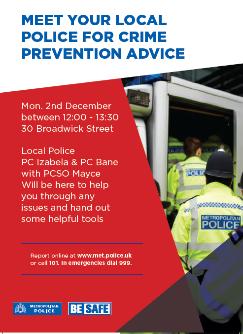 Festive crime prevention stall in #soho! See you there!