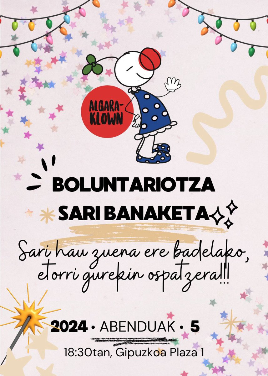 Algaraklown Ospitakeko pailazoen elkartea da, eta osasun-laguntza proiektuak gauzatzen ditu. Barrearen eta umorearen indarra eta emozioen lanketa, tresna eraldatzaile gisa erabiltzen ditu. Boluntariotza Saria jasoko du orain.