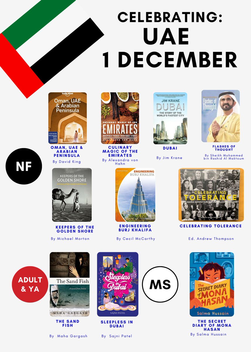 GlobalLitin's tweet photo. #DecDisplays: What to read for UAE National Day
https://t.co/aVg2nVcw91
#DecDisplays #LibraryDisplays #Libraries 🧵 https://t.co/1ssGTWSHIZ
